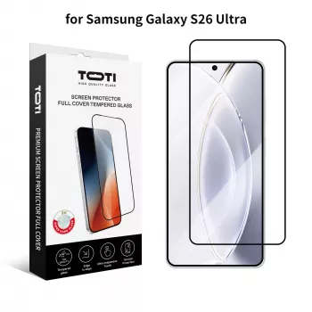 Folie de protecție ecran TOTI PREMIUM din sticlă călită 2.5D Full Cover pentru Samsung Galaxy S26 Ultra