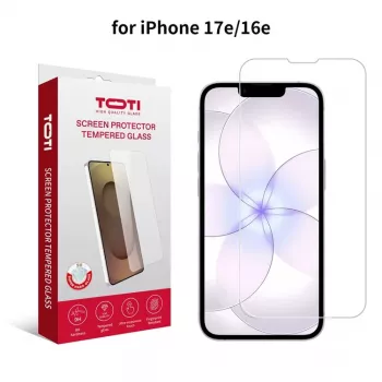 Folie de protecție ecran TOTI din sticlă călită 2D Full Cover pentru iPhone 16e/17e, transparentă