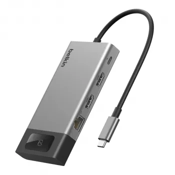 Hub USB-C Belkin CONNECT 8 în 1 pentru 2 ecrane - Space Gray