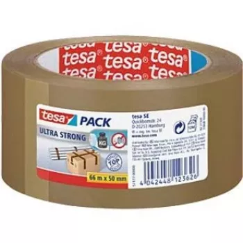 Bandă adezivă de ambalare Tesa Ultra Strong 66 m x 50 mm, maro, PVC