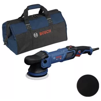 Set polizor rotativ BOSCH GPX9-125S cu burete de lustruire și bonetă de lustruire, 18V cu acumulator (fără acumulator și încărcător)