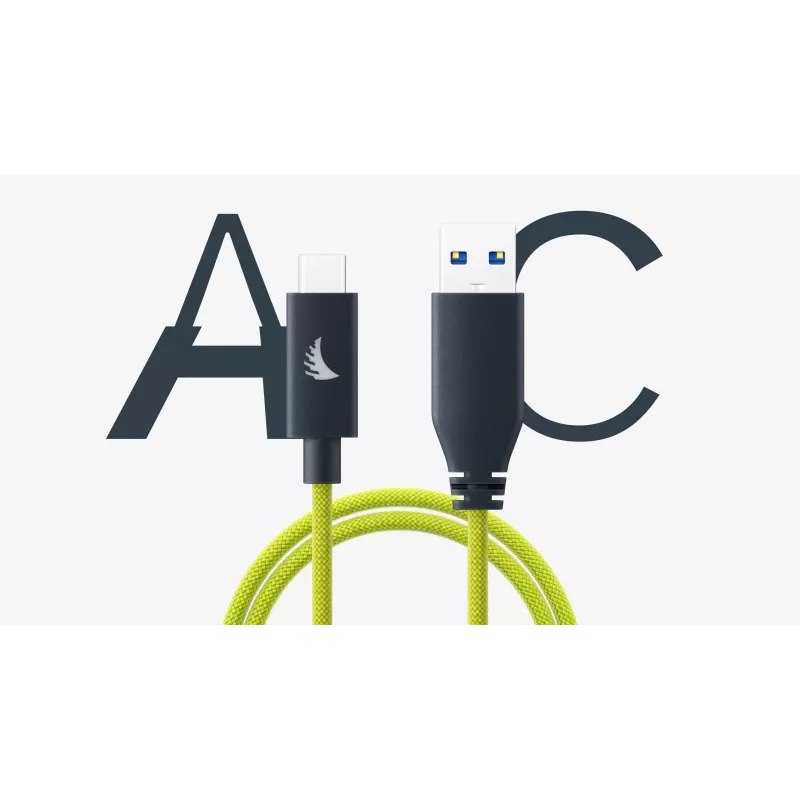 Cablu Angelbird USB-A la C 3.2 Solid Flex Lime 1 ft UAC3SFL32
