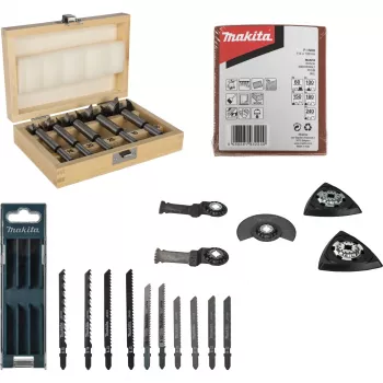 Set de accesorii pentru prelucrarea lemnului Makita P-84844 (10 piese) pentru unelte multifuncționale
