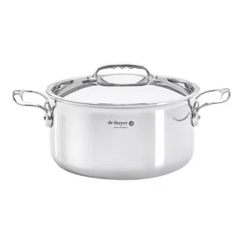 Cratiță cu mâner De Buyer Affinity din oțel inoxidabil cu capac 24 cm