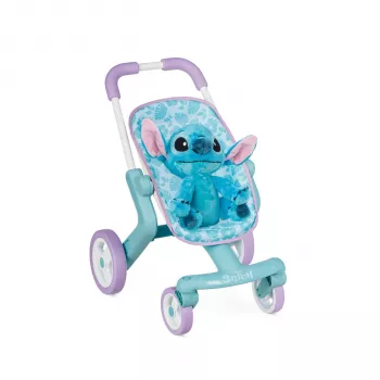 Cărucior pentru păpuși Smoby Stitch cu jucărie de pluș 25 cm