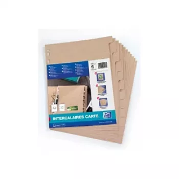 Separatoare de documente Oxford ELBA Touareg A4, 12 file numerotate, carton manila 160 g/m², perforare universală