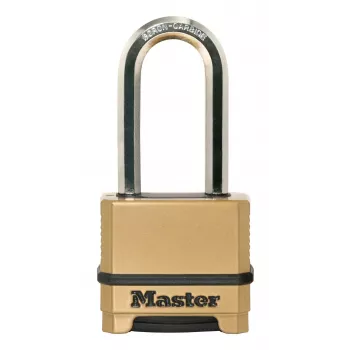Lacăt cu combinație resettable Master Lock 175EURDLH cu 4 cifre, corp din zinc masiv, etrier lung din oțel călit, lățime corp 50mm, diametru etrier 8mm, degajare verticală 63mm, degajare orizontală 24mm, utilizare interior/exterior