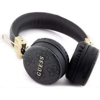 Căști Bluetooth over-ear GUESS GUBH704GEMK, negre, logo metalic 4G