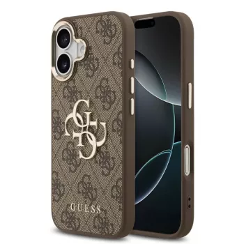 Husă rigidă GUESS 4G Metal Logo maro pentru Apple iPhone 17