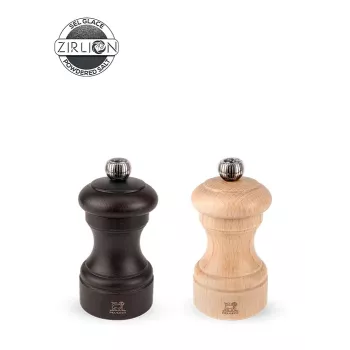 Set râșnițe pentru piper și sare Peugeot Bistro 10 cm Duo Natural și Chocolate