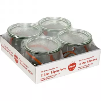 Borcan WECK cu margine rotundă Tulip 0,5L set de 4