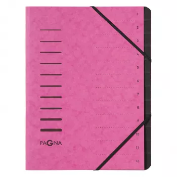 Mapă de ordine Pagna 40059-34 cu 12 compartimente, A4, roz închis