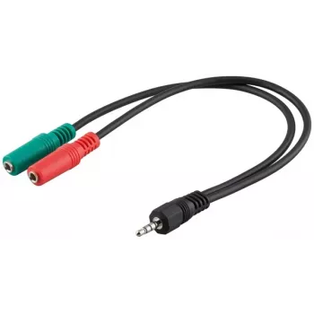 Goobay Cablu adaptor jack 3,5mm, mufă TRRS 4 pini la mamă TRS 3 pini, 15 cm, negru