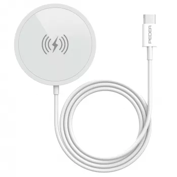 Stație de încărcare magnetică wireless PEDEA 15 W, USB-C, argintiu/alb