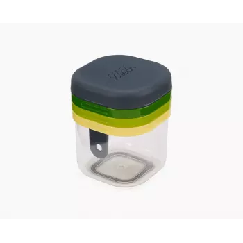 Set de 3 accesorii de pregătire a alimentelor Joseph Joseph Multi-Prep Mini, mini felietor manual cu tăietor pentru felii și lame pentru felii groase/subțiri, multicolor (20231)