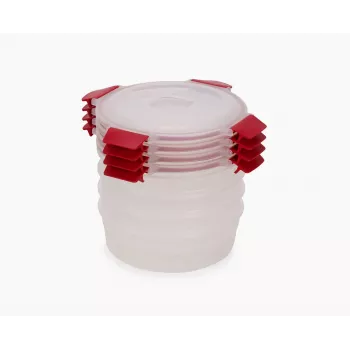 Set de 4 recipiente rotunde pentru alimente de 1L Joseph Joseph Nest Lock, roșu