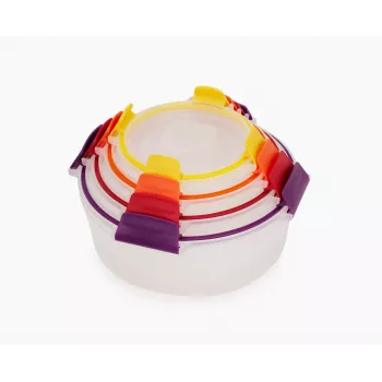 Set de 4 recipiente rotunde pentru alimente Joseph Joseph Nest Lock, multicolor