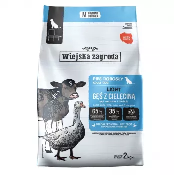 Hrană uscată pentru câini WIEJSKA ZAGRODA Light cu gâscă și vițel 2kg