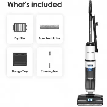 Aspirator uscat/umed Tineco Floor One S6 Stretch Steam Plus 2 în 1, mop și curățător cu abur, fără fir, autonomie 35 min, rezervor apă curată 0,8L, rezervor apă uzată 0,72L, autocurățare, afișaj LCD, senzor iLoop, culcare plată la 180°, pentru pardoseli dure