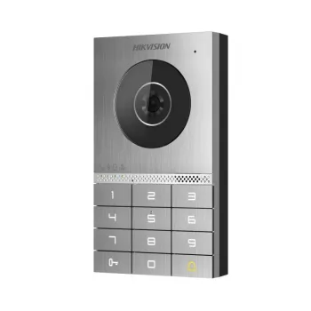 Stație video de interfon Hikvision DS-KV7023EY-IME2, 2 MP, PoE, IP65, IK08, Mifare