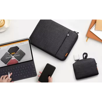 Husă pentru laptop Inateck 13,3 inch cu buzunar pentru accesorii, Black-Grey