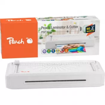 Laminator Peach 511189 3 în 1 PBP351 A4 cu laminare la cald și la rece, cu tăietor de hârtie și rotunjitor de colțuri