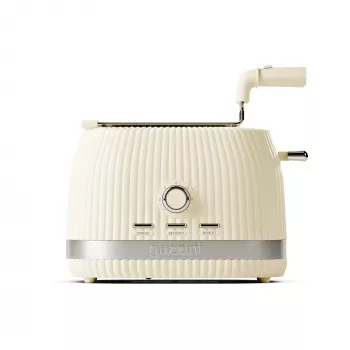 Prăjitor de pâine Guzzini Sous Chef cu clești pliabili, crem, 800 W, 2 felii, material bio-bazat