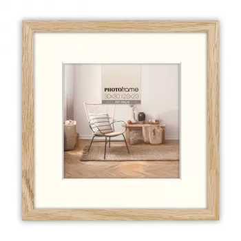 Ramă foto din lemn natural ZEP Malmo 20x20/30x30 cm cu passe-partout V4530N