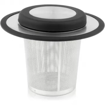 Filtru universal de ceai Bredemeijer cu capac de stivuire, mic 1491 - oțel inoxidabil, negru, plasă fină
