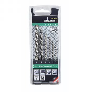 Set de burghie elicoidale ALPEN-MAYKESTAG HSS Cobalt Forte TM, 6 piese, în casetă metalică