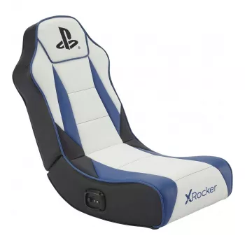Scaun gaming de podea X Rocker Geist 2.0 PlayStation cu sistem audio 2.1 - alb/albastru