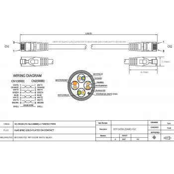 Cablu de rețea Vision CAT6a STP 1m Negru - RJ45 turnat cu protecție la smulgere
