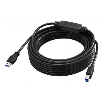 Cablu prelungitor activ USB 3.0 VISION 10 m - Conectori nichelați - 5 Gbps - USB A la USB B - Negru
