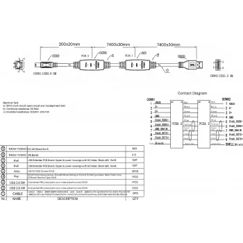 Cablu repetor activ USB 3.0 VISION 15 m - Conectori nichelați - Lățime de bandă 5 Gbps - USB A (t) la USB B (t) - Diametru 5,5 mm - 28+24 AWG - Negru