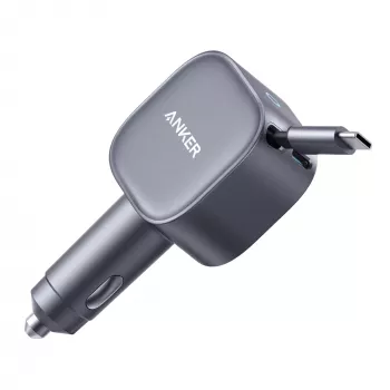 Încărcător auto Anker Nano (75 W, port USB-C, cablu USB-C retractabil integrat)