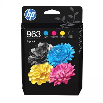 Cartuș de cerneală original HP 963 CMYK, pachet de 4 (negru, cyan, magenta, galben) - randament standard