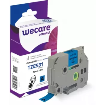 Bandă de etichete compatibilă Armor K80051W4 neagră pe albastru pentru Brother TZE-531 12 mm x 8 m PET laminat