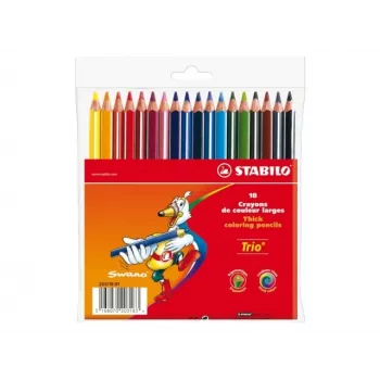 Creioane colorate STABILO Trio, 4,2 mm, culori asortate, 18 bucăți