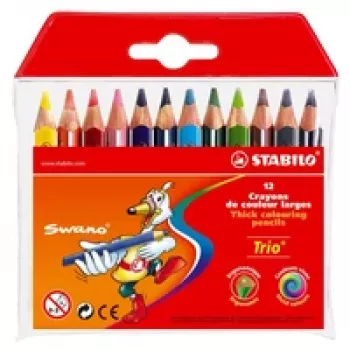 Creioane colorate STABILO Trio - culori asortate - 4,2 mm - pachet de 12