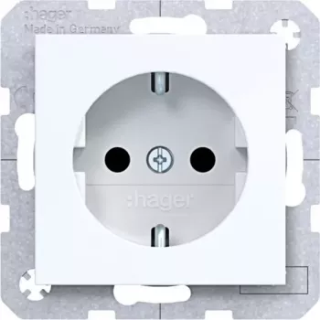 Hager WAS1200WG Priză SCHUKO 1 modul alb luminos borne rapide protecție sporită la atingere