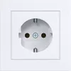 Hager WAS1120WG Priză SCHUKO cu capac rabatabil, linia de design A.1, alb luminos lucios, IP44, 16A, 250V, borne fără șuruburi