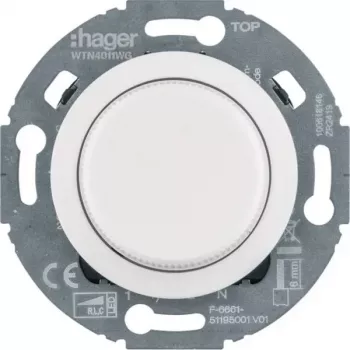 Hager WTN4011WG Dimmer rotativ universal cu piesă centrală, sistem 1930/Glas, alb, îngropat, R L C LED