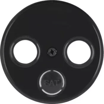 Placă centrală Hager WLF1068BG pentru priză de antenă cu 2 și 3 găuri R.Classic negru