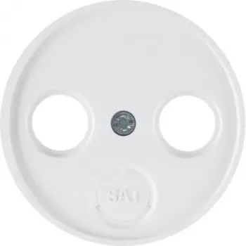 Placă centrală Hager WLF1068WG pentru priză de antenă cu 2 și 3 găuri, alb polar lucios, sistem R.Classic