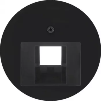 Placă centrală HAGER WLF1007BG pentru priză UAE/RJ45, Berker R.Classic, negru lucios