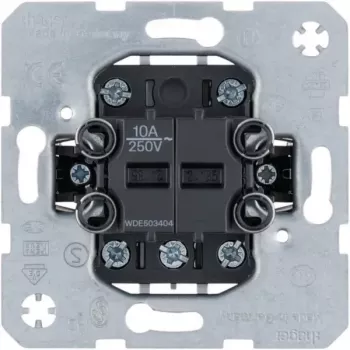 Hager WDE503404 Modul întrerupător cu buton de grup, 4 contacte normal deschise, poziția 0, basculant, îngropat, alb