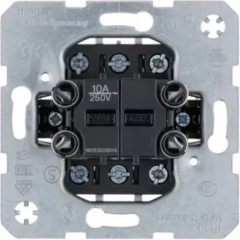 Hager WDE503808 Întrerupător de serie cu comutator 2 module 2 contacte comutatoare borne de intrare separate îngropat alb