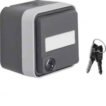 Hager WNC167 SCHUKO Socket Outlet Surface-Mounted with Hinged Lid, Labeling Field, Unequal Locking, Polar White