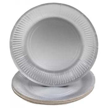 PROnappe 10 Cardboard Plates O 23 cm, Silver