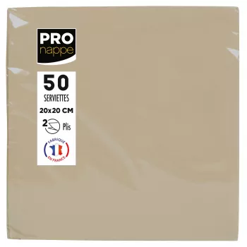 PROnappe Paper Napkins Beige-Brown 2-Ply 20 x 20 cm 50-Pack